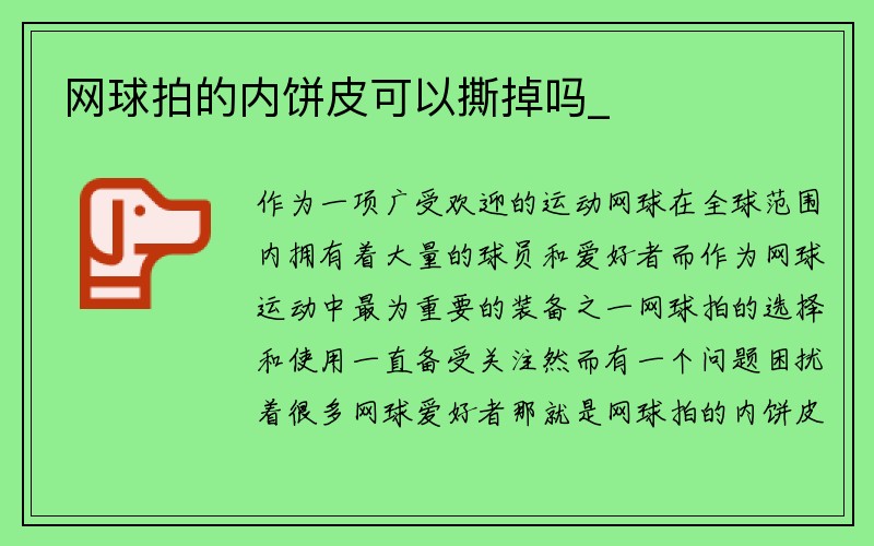 网球拍的内饼皮可以撕掉吗_