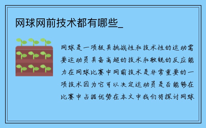 网球网前技术都有哪些_