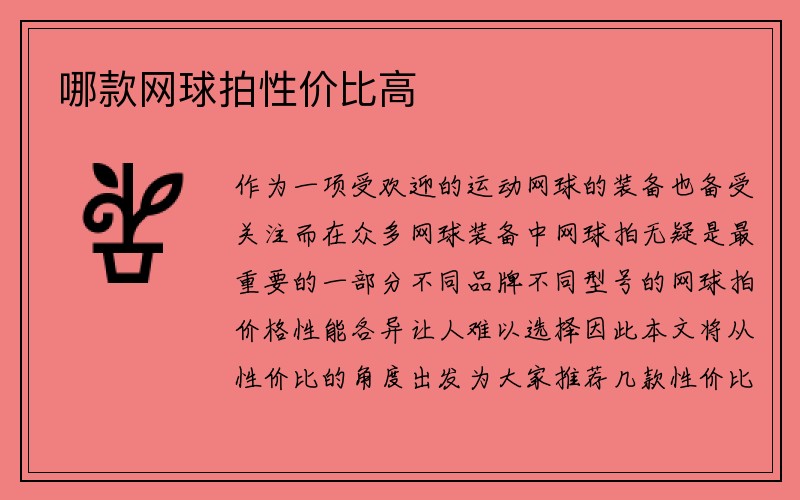 哪款网球拍性价比高