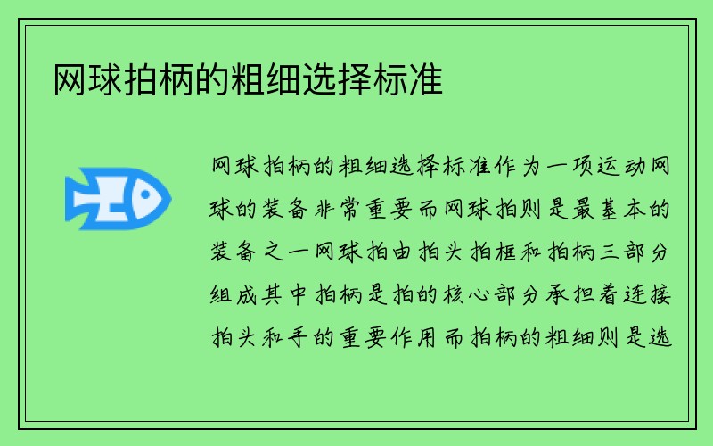 网球拍柄的粗细选择标准