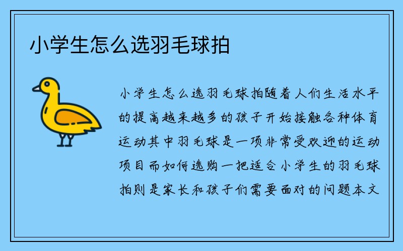 小学生怎么选羽毛球拍